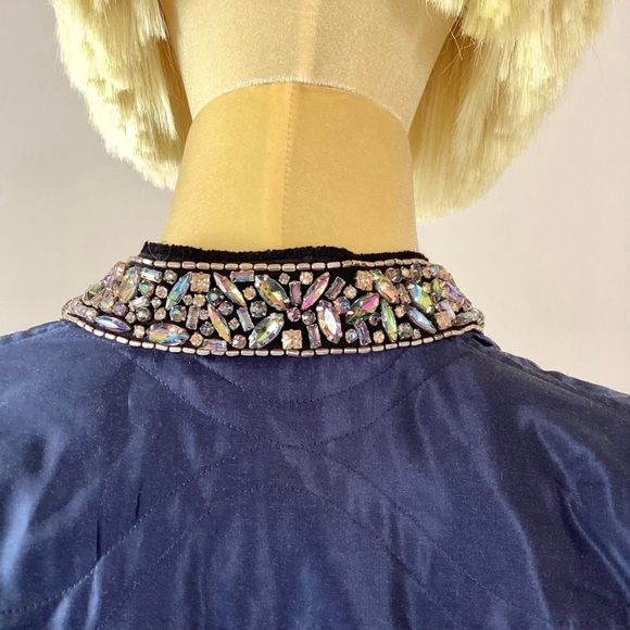 Isabel Marant quilted Blue Jewel Embellishment Jacket SZ 6 - Picture 6 of 10